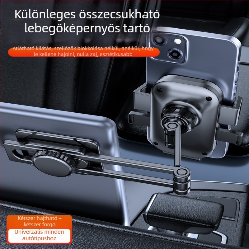 Autóba szerelhető telefon navigációs tartó alumíniumötvözetből, univerzális, ragasztóval rögzíthető