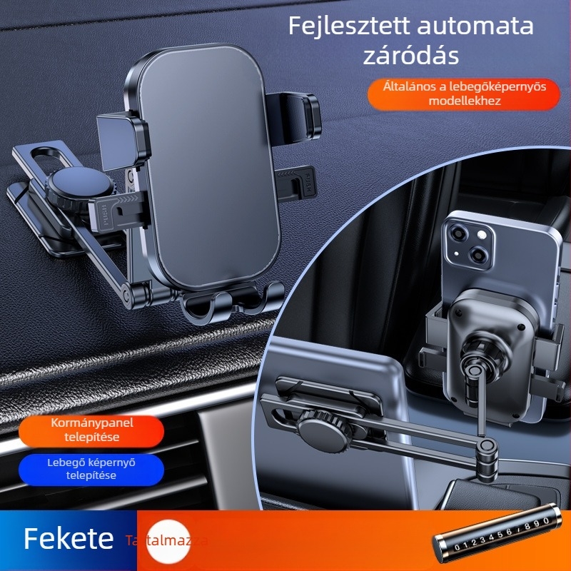 Autóba szerelhető telefon navigációs tartó alumíniumötvözetből, univerzális, ragasztóval rögzíthető