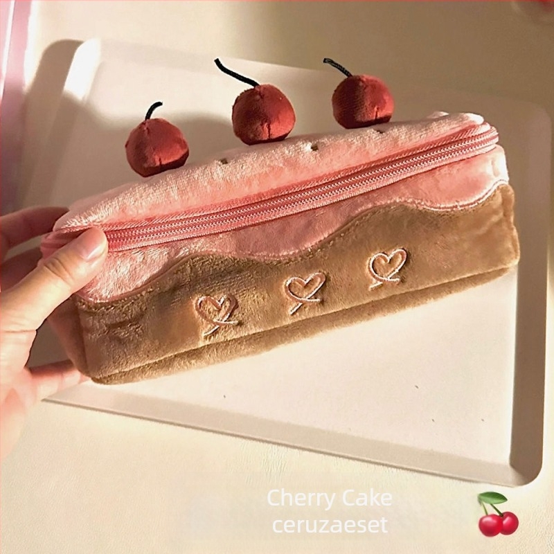 Ceruzatartó cseresznyés torta motívummal, uniszex, poliészter, koreai stílus