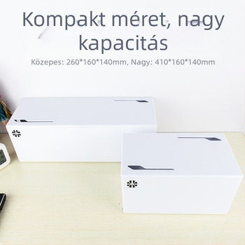 Irodai vezeték-rendező doboz érintésvédelmi és porálló kialakítással, logó nyomtatás elérhető