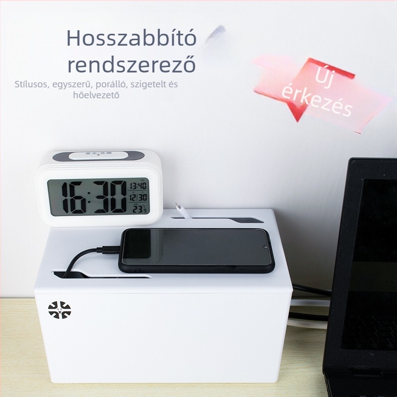 Irodai vezeték-rendező doboz érintésvédelmi és porálló kialakítással, logó nyomtatás elérhető