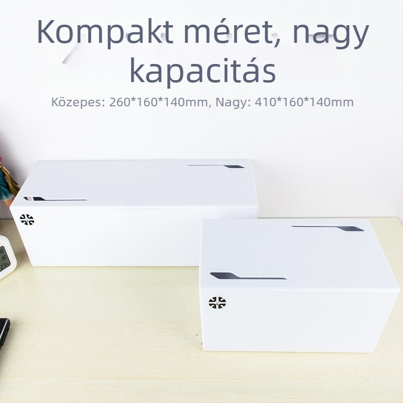 Irodai vezeték-rendező doboz érintésvédelmi és porálló kialakítással, logó nyomtatás elérhető
