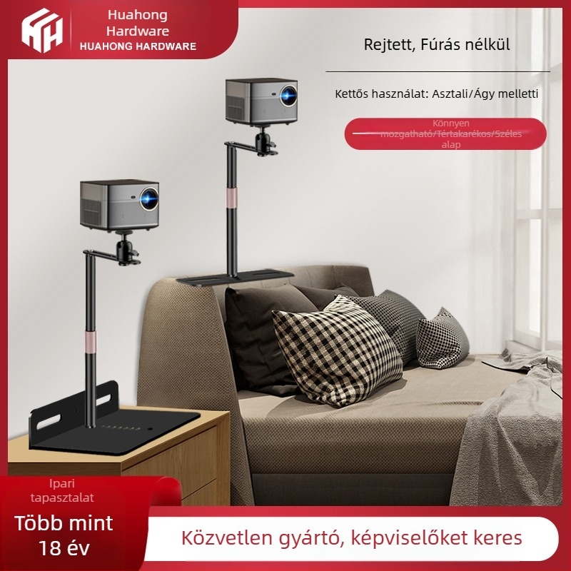 Projektor tartó asztalra, éjjeliszekrényre és kanapéra – univerzális, rejtett varrással készült fém tartó, szénacélból