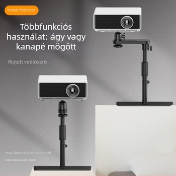 Fém projektor-tartó rejtett éjjeliszekrénnyel/kanapéhez — Lazy-Man típus, Univerzális, diótálca