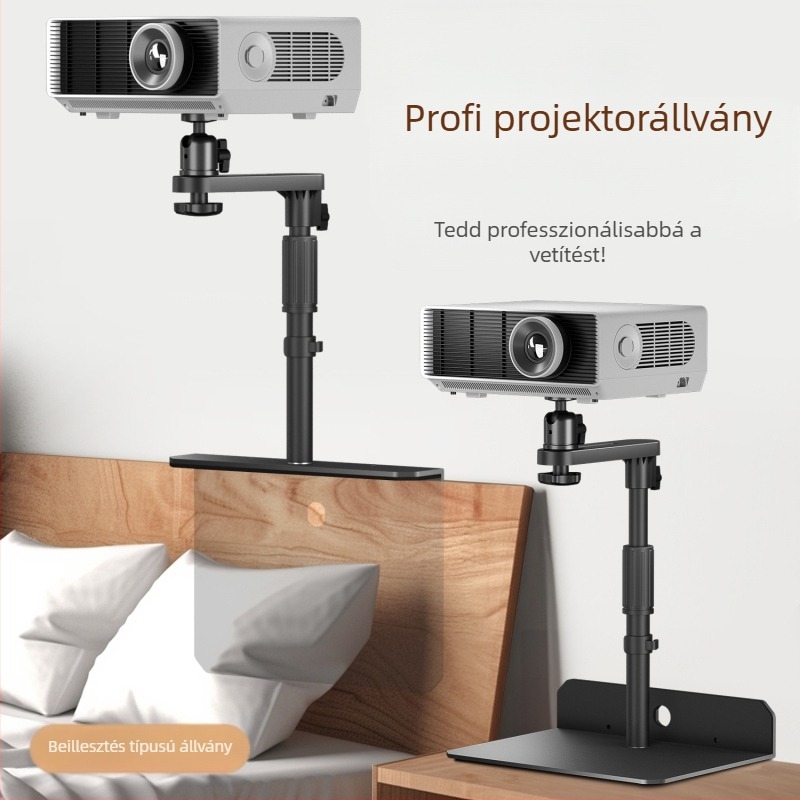 Fém projektor-tartó rejtett éjjeliszekrénnyel/kanapéhez — Lazy-Man típus, Univerzális, diótálca