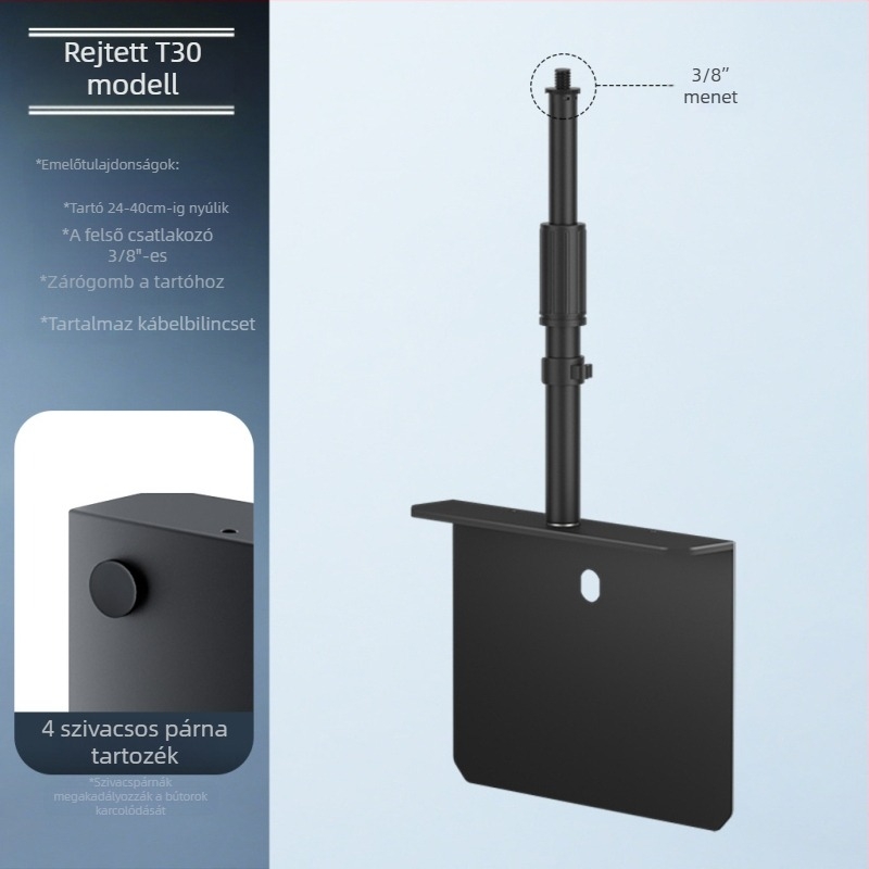 Fém projektor-tartó rejtett éjjeliszekrénnyel/kanapéhez — Lazy-Man típus, Univerzális, diótálca