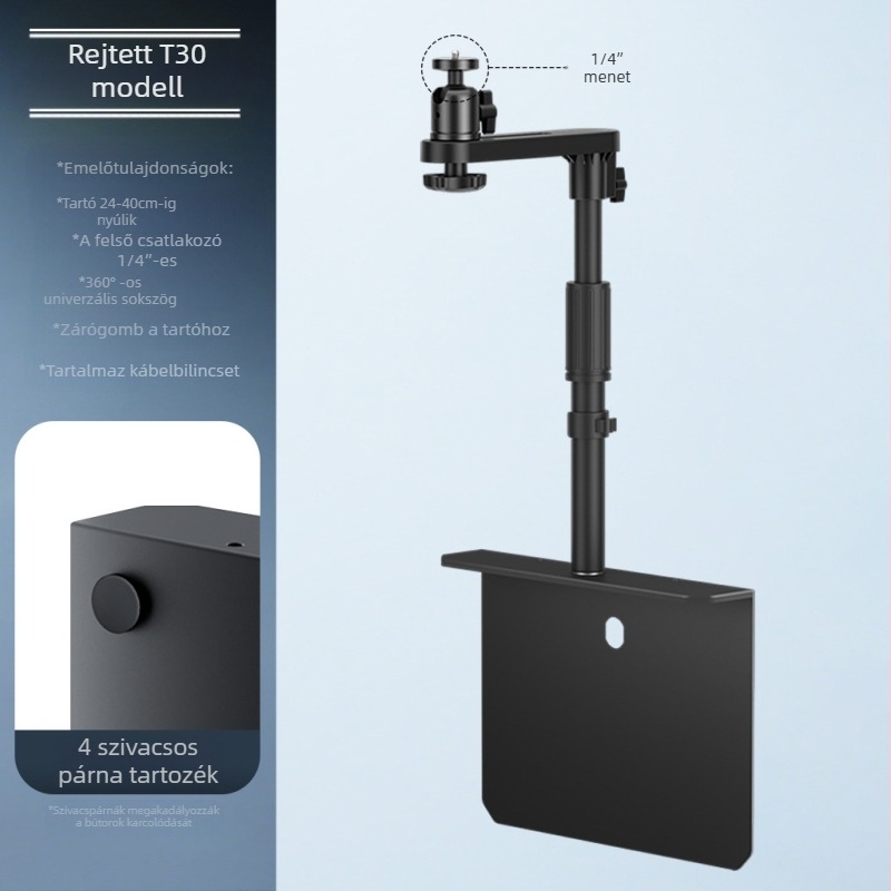 Fém projektor-tartó rejtett éjjeliszekrénnyel/kanapéhez — Lazy-Man típus, Univerzális, diótálca