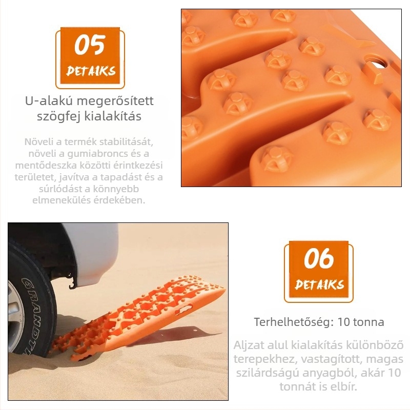 Qize Autómentő tábla és csúszásmentes vontatónyomok off-roadhoz — sár, homok, hó, önmentés