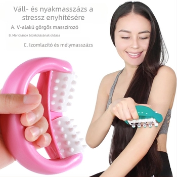 Kézi nyakmasszírozó - hordozható, anyag AS+PP+TPR, tömege kb. 105,5 g
