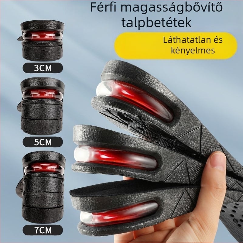 Magasságot növelő talpbetét cipőkhöz – PVC, többszintű rétegzettség, teljes talpbetét, uniszex