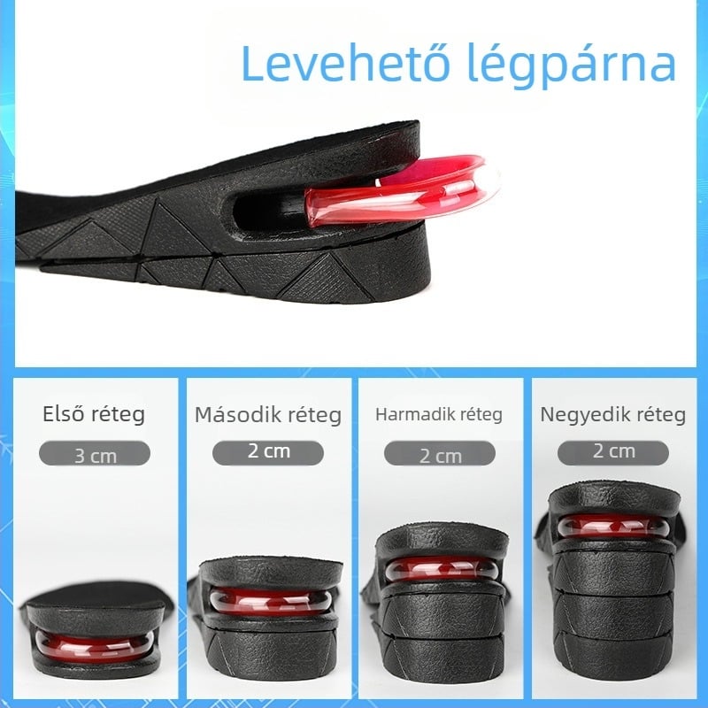Magasságot növelő talpbetét cipőkhöz – PVC, többszintű rétegzettség, teljes talpbetét, uniszex
