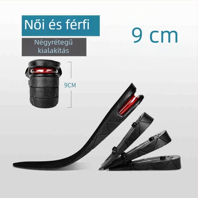 Magasságot növelő talpbetét cipőkhöz – PVC, többszintű rétegzettség, teljes talpbetét, uniszex