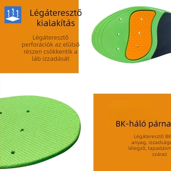 Korrekciós talpbetét sportcipőkhöz — PU anyag, ortopéd talpbetét, teljes hosszúságú talpbetét