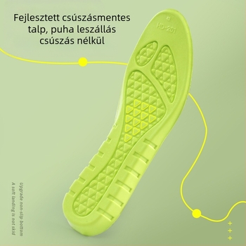 PU sporttalpák, magas rugalmasság és ütéscsillapítás, memória talp, teljes hosszúságú talp