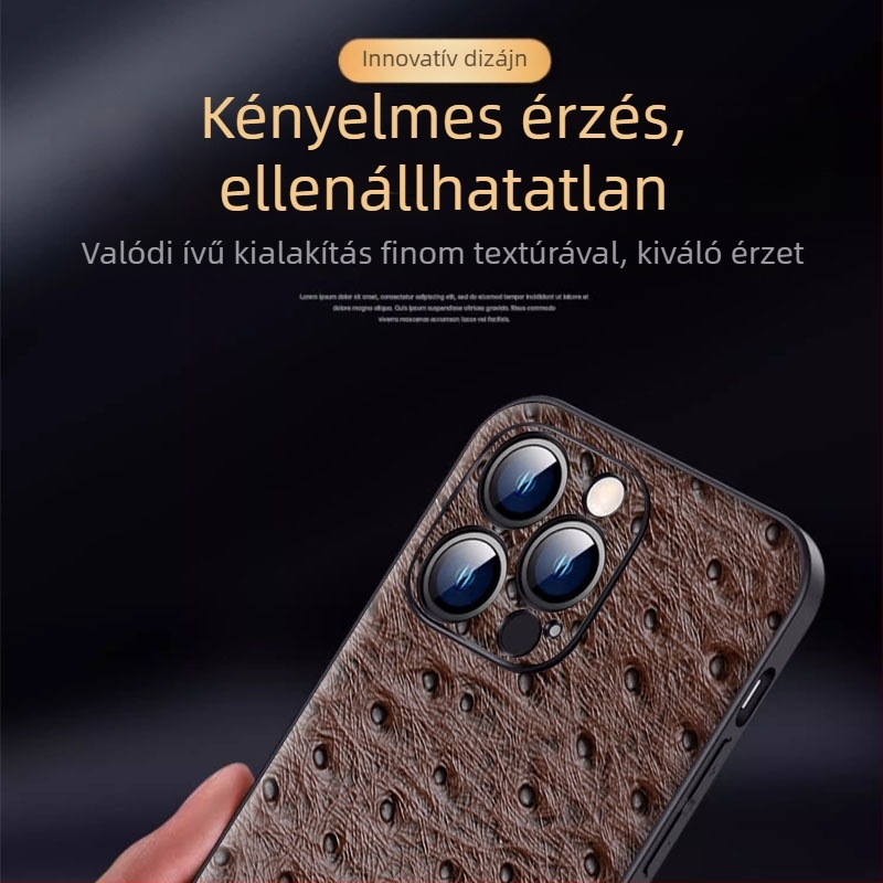 Valódi bőr hátlapi tok iPhone 15-höz, 15 Pro, 15 Plus és 15 Pro Max, ütésálló védelem, üzleti stílus