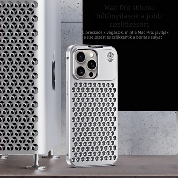 Fémes kemény védőtok iPhone 12/13/14 sorozathoz – gravírozás, ütésálló, hőelvezető, leesés elleni védelem