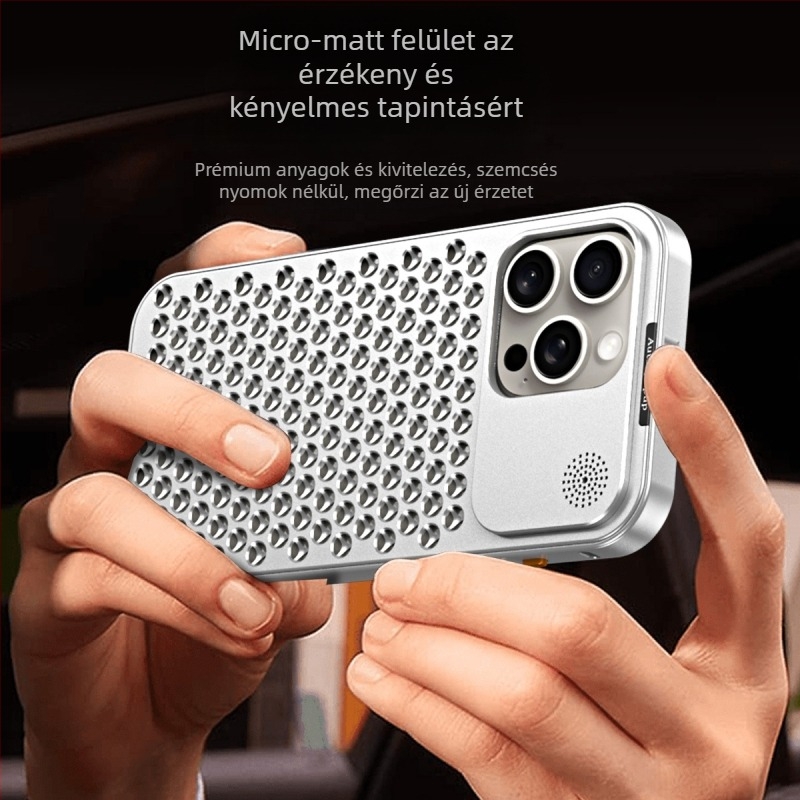 Fémes kemény védőtok iPhone 12/13/14 sorozathoz – gravírozás, ütésálló, hőelvezető, leesés elleni védelem