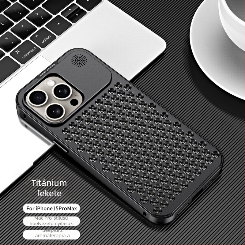 Fémes kemény védőtok iPhone 12/13/14 sorozathoz – gravírozás, ütésálló, hőelvezető, leesés elleni védelem