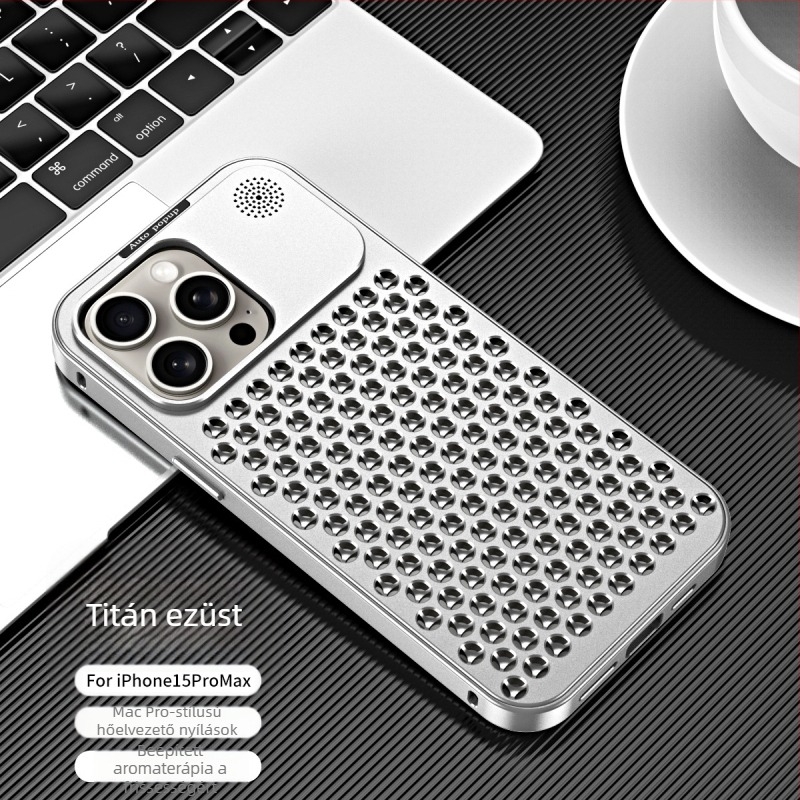 Fémes kemény védőtok iPhone 12/13/14 sorozathoz – gravírozás, ütésálló, hőelvezető, leesés elleni védelem