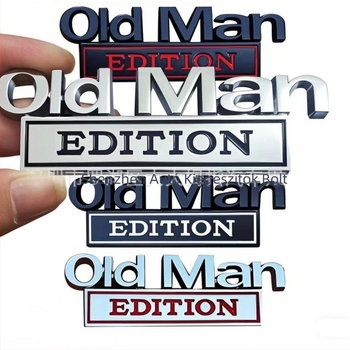 Fém autótesten szánt matrica, Old Man EDITION jelvény, ragasztó hátoldallal