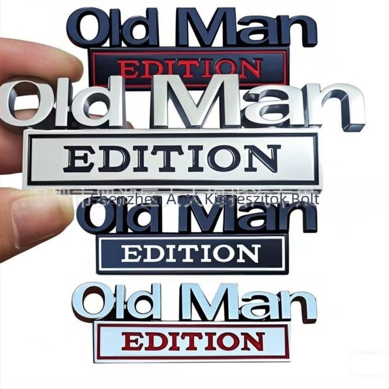 Fém autótesten szánt matrica, Old Man EDITION jelvény, ragasztó hátoldallal