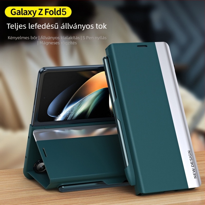 Samsung Galaxy Z Fold7/6/5-hoz TriFold flip tok tolltartóval és tollal, üzleti stílusú bőrtok, ütésálló védelemmel