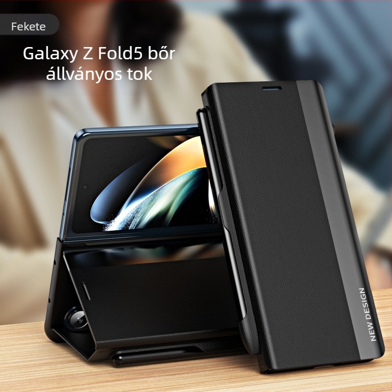 Samsung Galaxy Z Fold7/6/5-hoz TriFold flip tok tolltartóval és tollal, üzleti stílusú bőrtok, ütésálló védelemmel