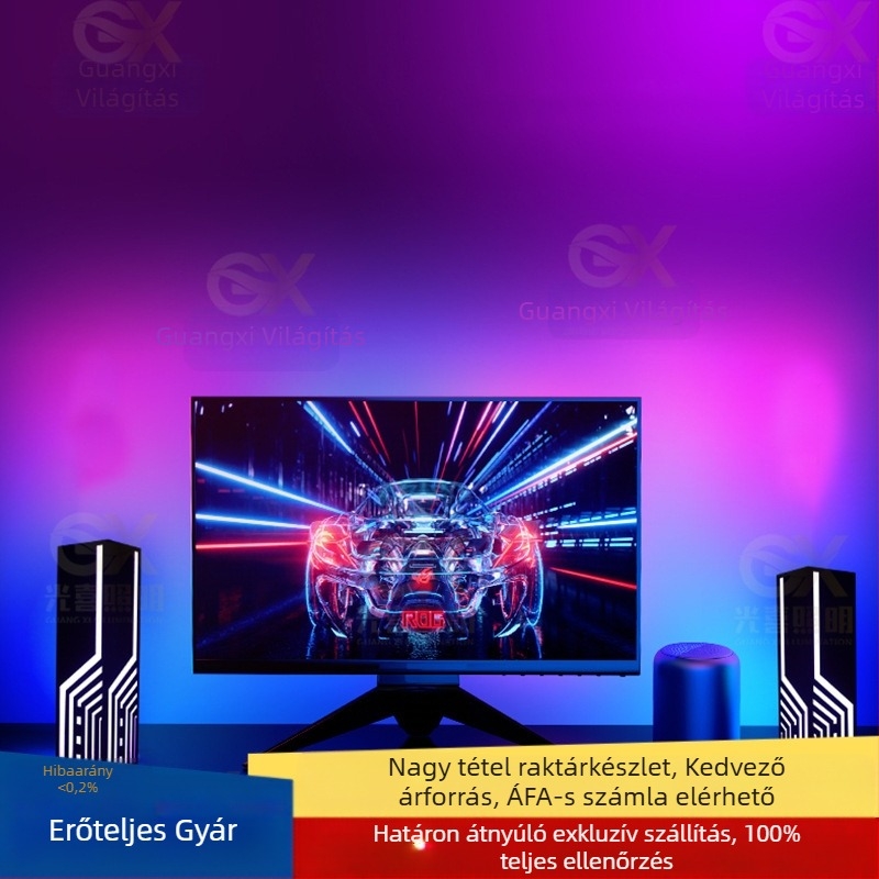 RGB Atmoszféra lámpa hálószoba és íróasztalhoz, cyberpunk stílusú, USB táplálású, APP-vezérlés