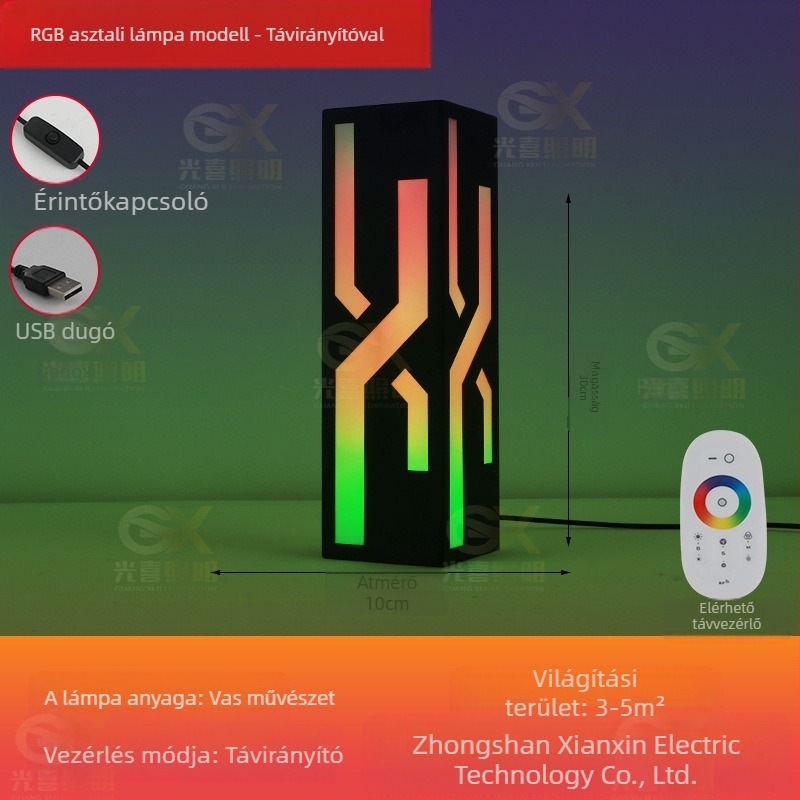 RGB Atmoszféra lámpa hálószoba és íróasztalhoz, cyberpunk stílusú, USB táplálású, APP-vezérlés