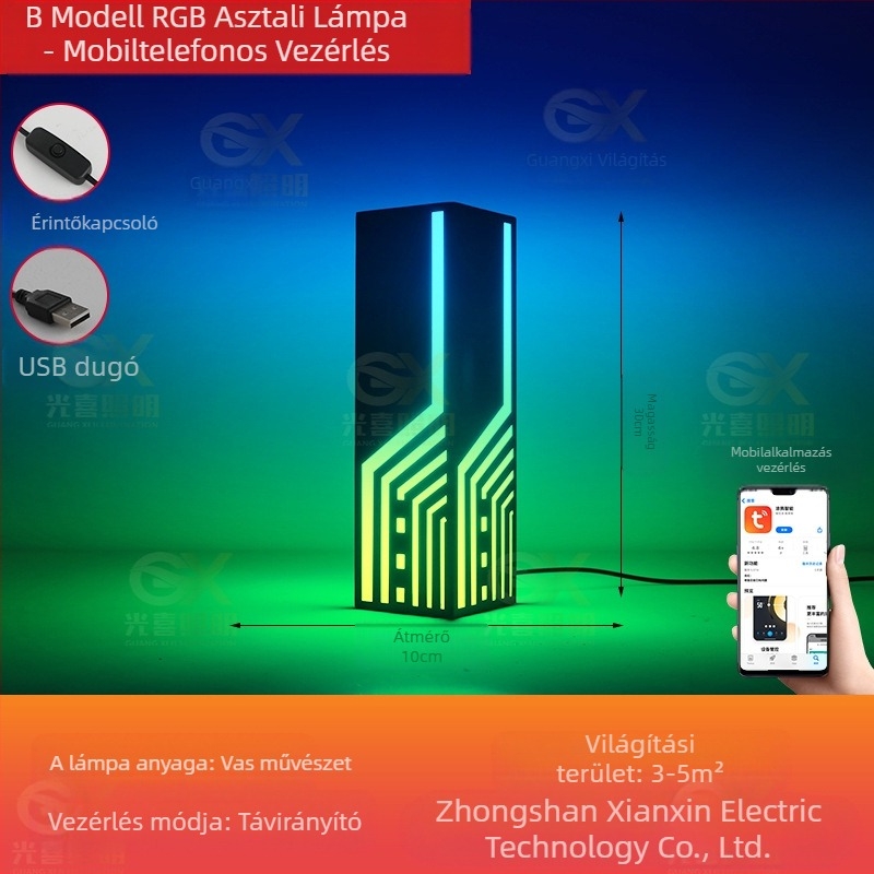 RGB Atmoszféra lámpa hálószoba és íróasztalhoz, cyberpunk stílusú, USB táplálású, APP-vezérlés