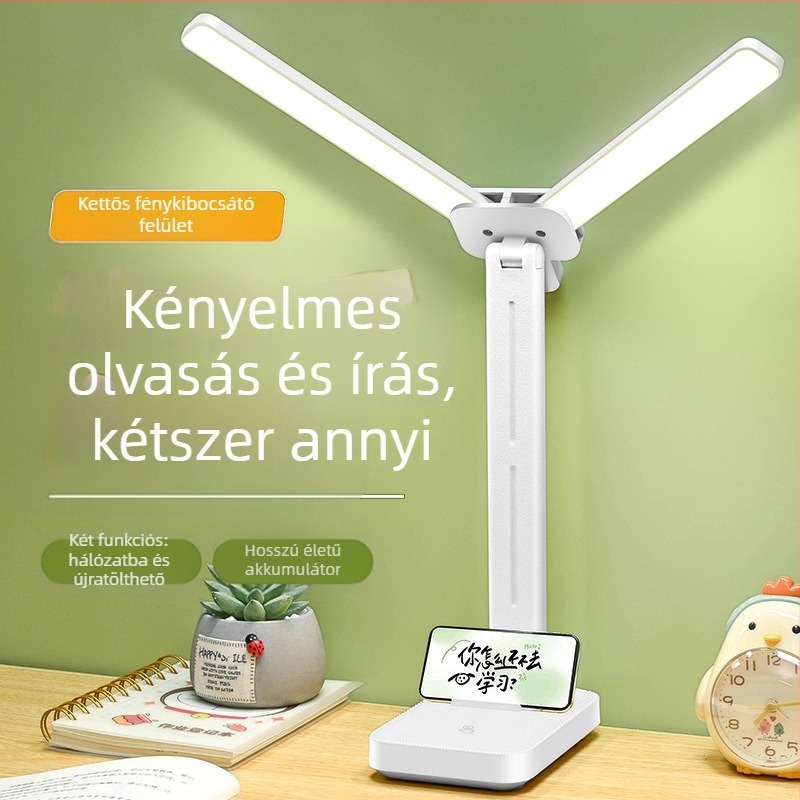 Asztali LED lámpa beépített akkumulátorral, összecsukható olvasáshoz, szemvédelem, éjszakai fény, érintéses vezérlés