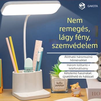 Iskolai asztali lámpa szemvédővel, érintéses kapcsoló, beépített lítium Akkumulátor, CRI ≥90, világítás osztály A