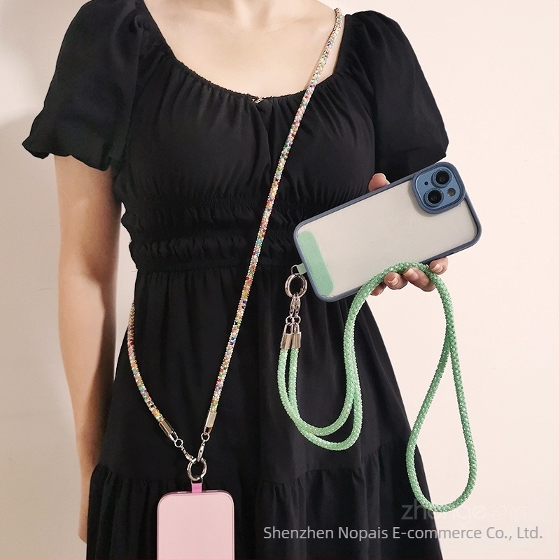 Telefonos nyakpánt crossbody Chanel-stílusú kristályokkal, kézzel készített, tartós, márka Zhenge, anyag: más, csat: fém
