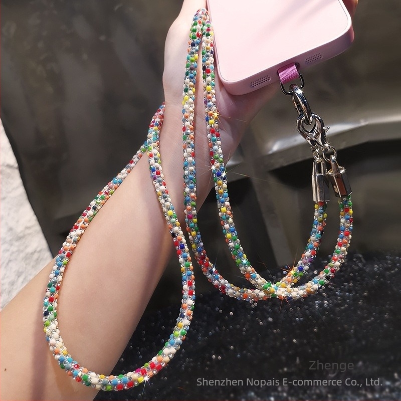 Telefonos nyakpánt crossbody Chanel-stílusú kristályokkal, kézzel készített, tartós, márka Zhenge, anyag: más, csat: fém