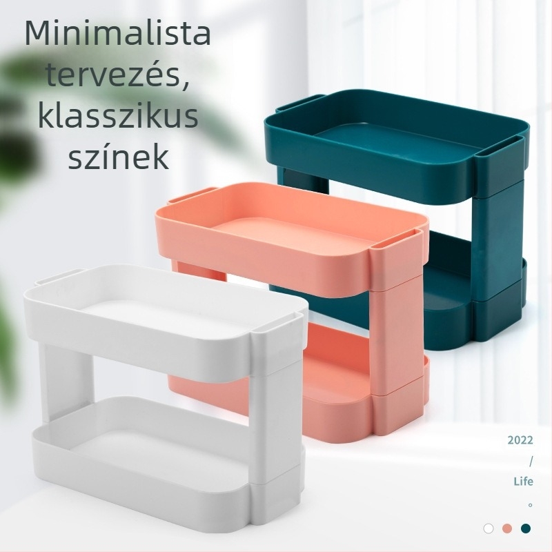 Asztali tároló 3‑szintes, összecsukható, többfunkciós, műanyag (összeszerelés nélkül)