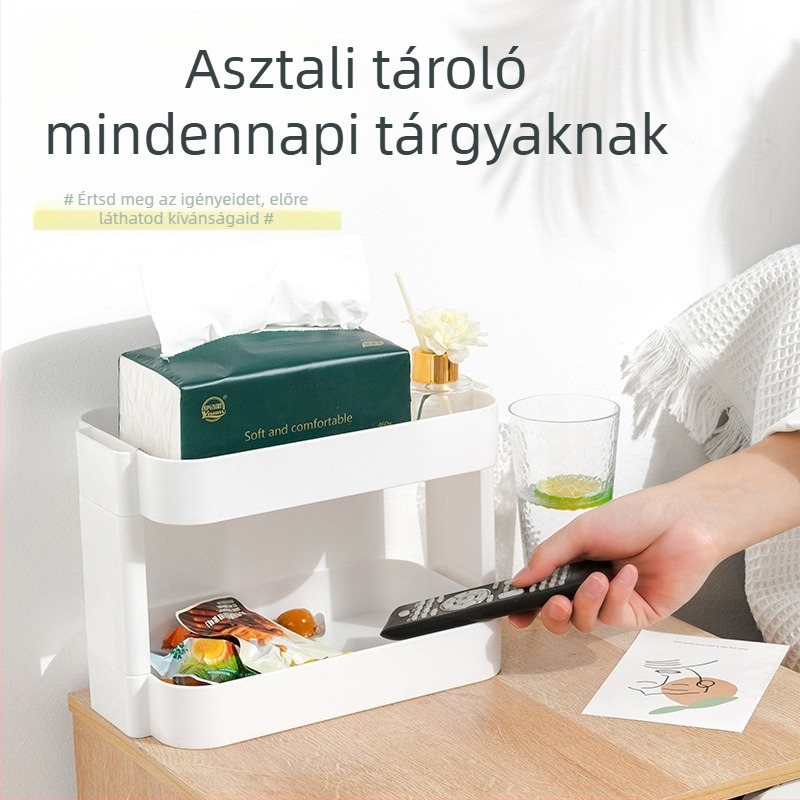 Asztali tároló 3‑szintes, összecsukható, többfunkciós, műanyag (összeszerelés nélkül)