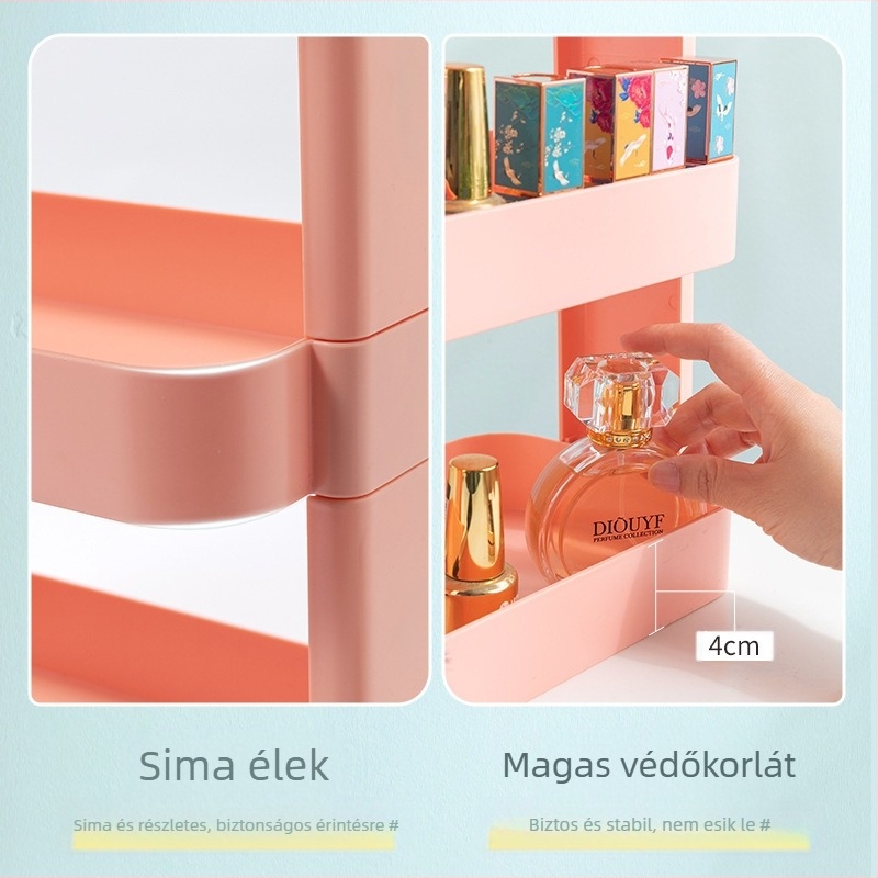 Asztali tároló 3‑szintes, összecsukható, többfunkciós, műanyag (összeszerelés nélkül)