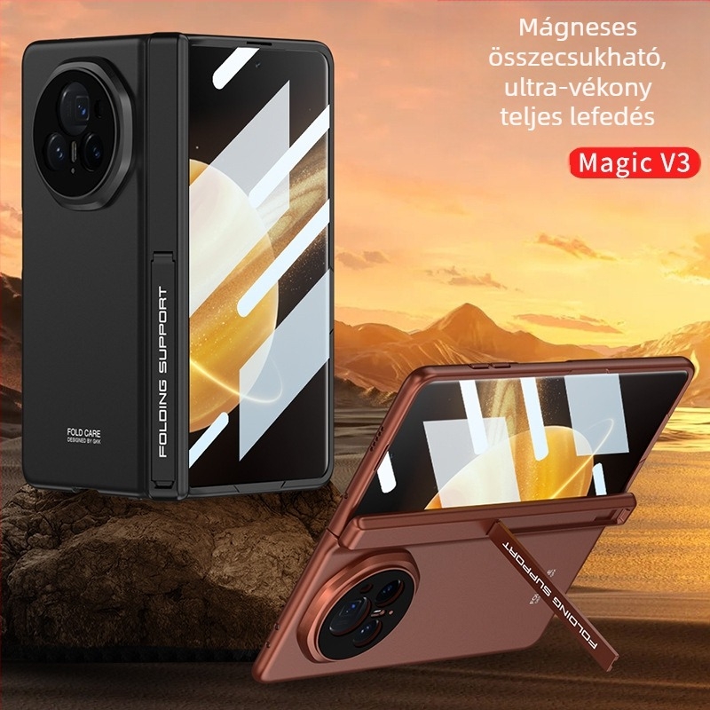 Huawei Honor MagicV3 telefontok ultra vékony tartóval és mágneses csuklóval, teljes lefedés, matt PC anyag, zuhanás elleni védelem