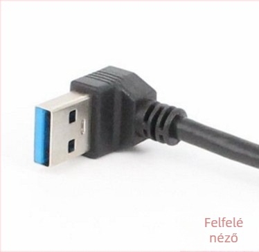 Xinrun USB hosszabbító kábel, férfi–Nő, 90° bal oldali görbe, USB 3.0, teljes réz