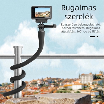 Rugalmas tartó szabad formázási lehetőséggel, kompatibil GoPro HERO11/12, Insta360 X3/X2 és okostelefonhoz