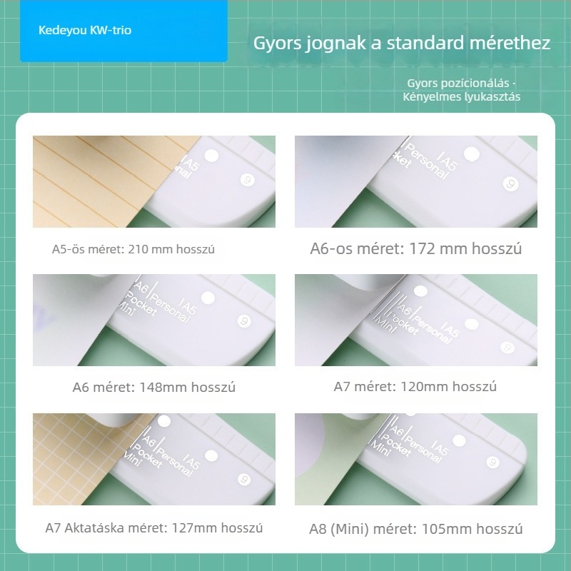 3‑lyukas kézi lyukasztó füzetekhez, 4 mm lyukak, modell 9027, Kw-trio/Kedeyou