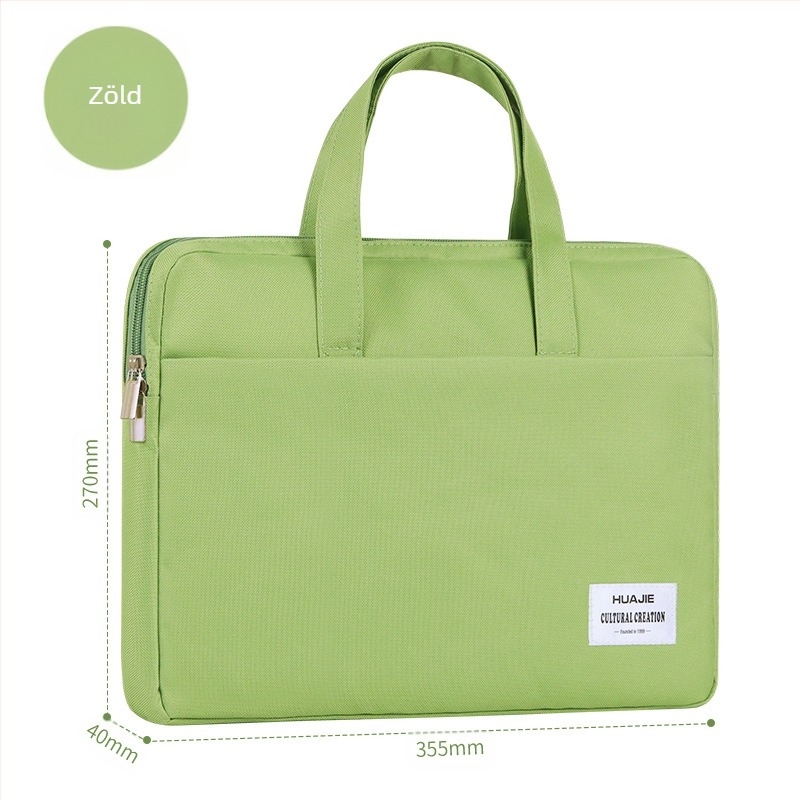 HUA JIE EN248 Vászon Fájl Táska – Hordozható Iroda és Iskola, Cipzárral, Négyzetes Dizájn