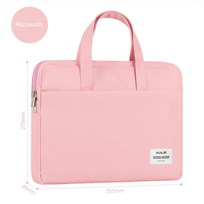 HUA JIE EN248 Vászon Fájl Táska – Hordozható Iroda és Iskola, Cipzárral, Négyzetes Dizájn