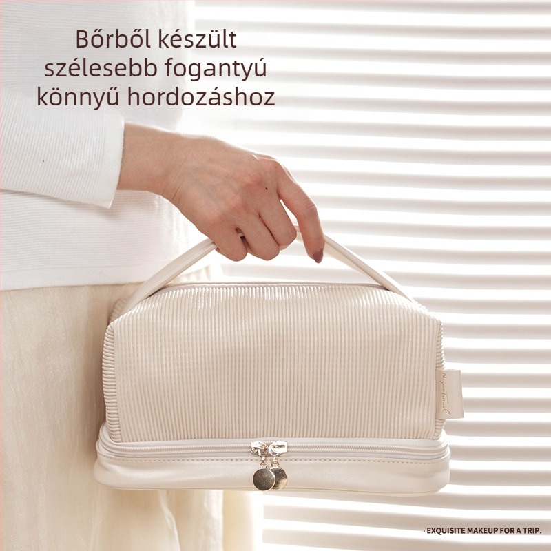 Rétegezett sminktáska, PU bőr, vízálló, poliészter bélés, egységes dizájn