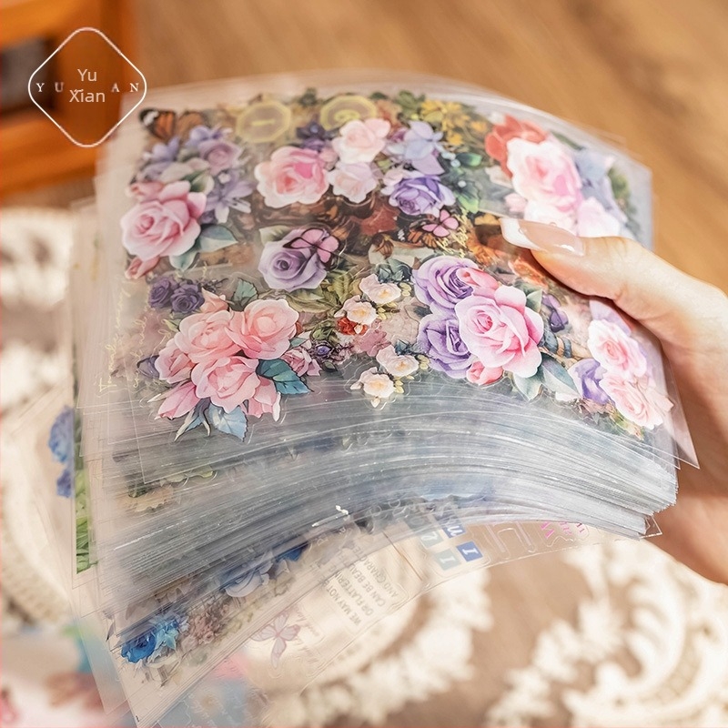Yu Xian Macska- és Kutyamatrica Könyv — könnyű retro virágos dizájn, vízálló anyag, öntapadós DIY tájdekorációk, nyomtatás