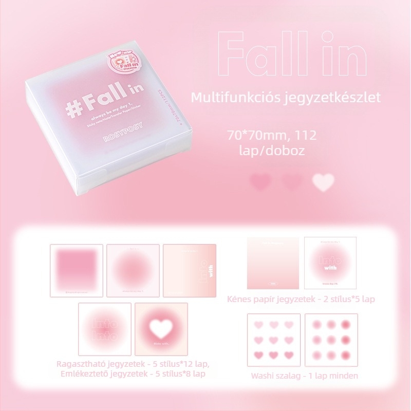 Planwith RosyPosy Soft Blush Többfunkciós Jegyzetek – Légkör üzenetek – Papír Brick Stílus – IP: Nem