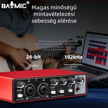 MD22 Külső professzionális USB hangtártya – Drivermentes, élő felvételhez és karaokehoz, hangoláshoz (Modell MD22; Áramellátás: 0; Kiadás: 2022)