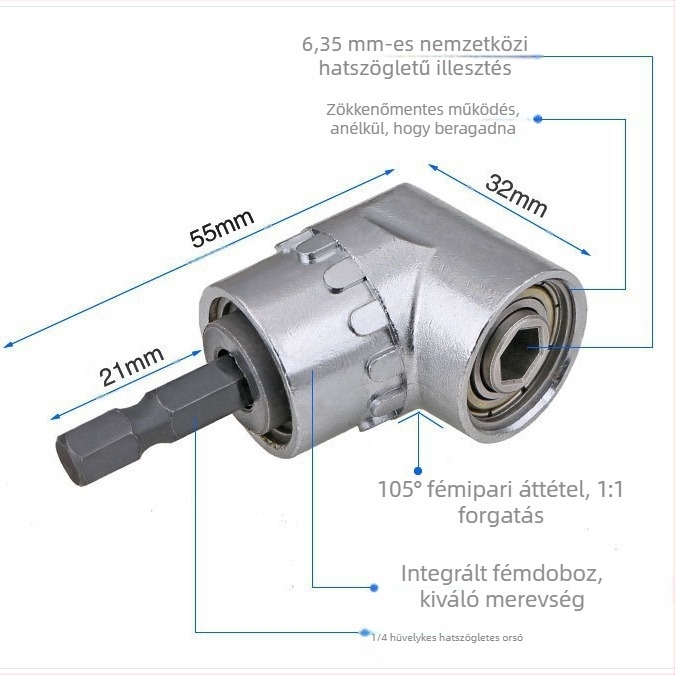 105°-os szögű csavarhúzó adapter fúróhoz, króm-vanádium acél, márka: Other