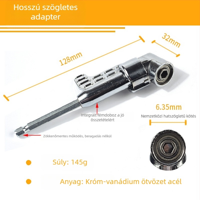 105°-os szögű csavarhúzó adapter fúróhoz, króm-vanádium acél, márka: Other
