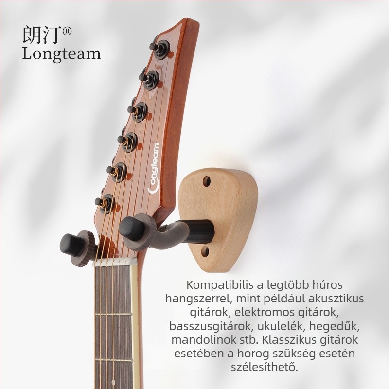 Bükkfa gitár falra szerelhető akasztó nedvesség kijelzővel – gitár, pipa, ukulele és hegedű számára